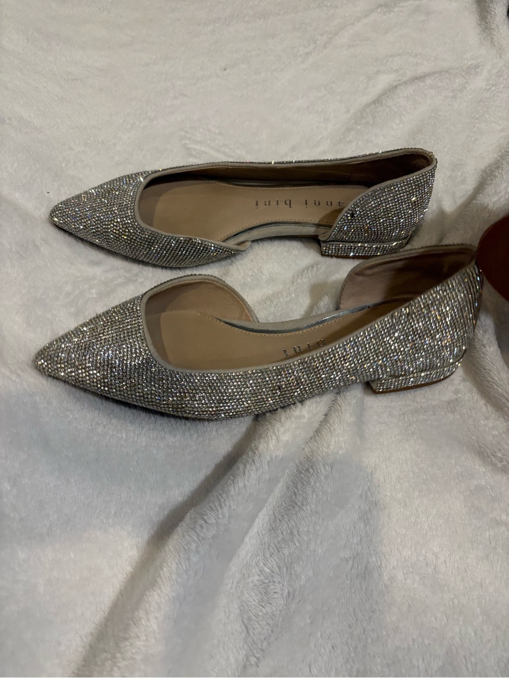 Gianni Bini Silver Sparkle Pointed D'Orsay Flats